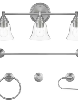 Hampton Bay Marsden 23.5 in. 3-Light Brushed Nickel Transitional Vanity with Bathroom Hardware Kit HB3677-35KT - IN STORE PICK UP